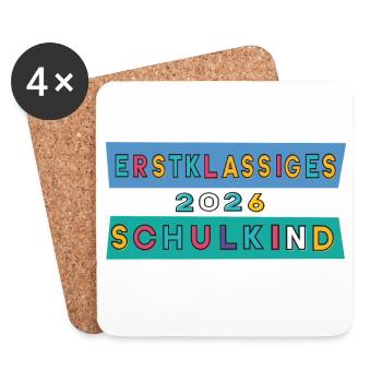 Erstklassiges Schulkind 2026 - Untersetzer (4er-Set) - Weiß - Vorne