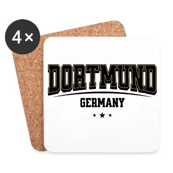 Dortmund Yellow Outline Wordmark - Coasters (set of 4) - white - Front