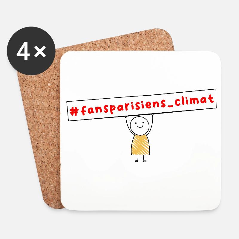 #fansparisiens_climat  - Dessous de verre (lot de 4) - blanc