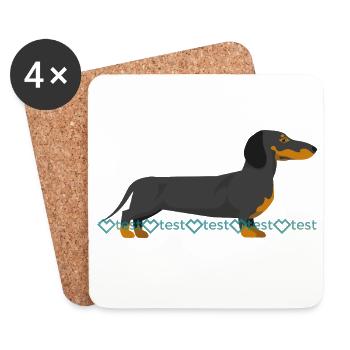 Dackel Silhouette mit Wasserzeichen Muster - Untersetzer (4er-Set) - Weiß - Vorne