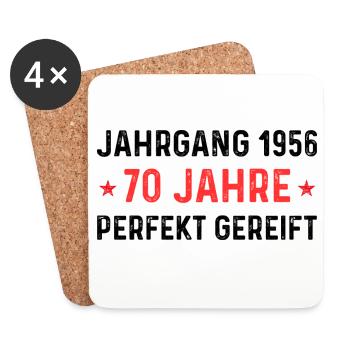 Jahrgang 1956 – 70 Jahre perfekt gereift - Untersetzer (4er-Set) - Weiß - Vorne