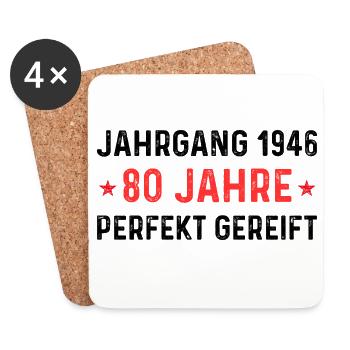 Jahrgang 1946 – 80 Jahre perfekt gereift - Untersetzer (4er-Set) - Weiß - Vorne