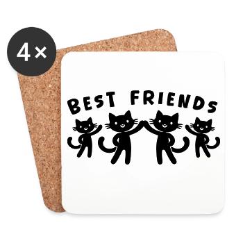 Beste Freunde Katzen - Untersetzer (4er-Set) - Weiß - Vorne