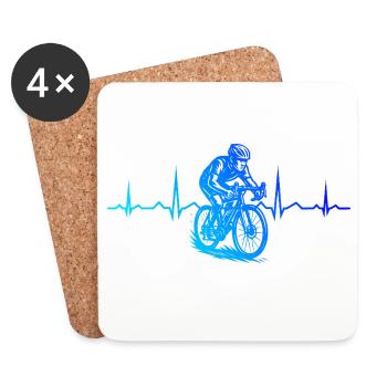 Motif emblématique du vélo de route - Dessous de verre (lot de 4) - blanc - Devant