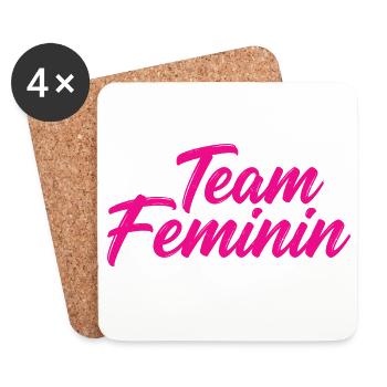 Team Feminin – Pink Girl Power Statement Design - Coasters (set of 4) - white - Front
