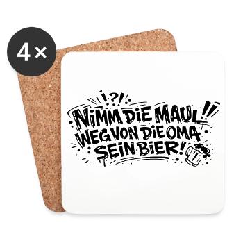 Nimm die Maul von die Oma sein Bier - Untersetzer (4er-Set) - Weiß - Vorne