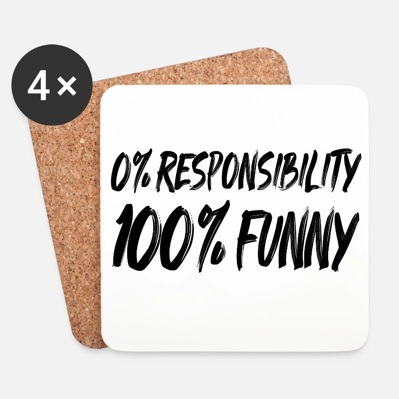0% Verantwortung 100% FUNNY - Untersetzer (4er-Set) - Weiß
