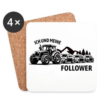 Me and my followers - tractor - traffic jam - Coasters (set of 4) - white - Front