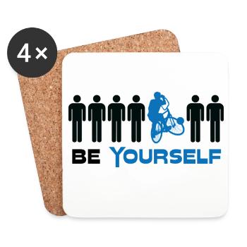 Cycling ball, cycleball, indoor cycling - Coasters (set of 4) - white - Front
