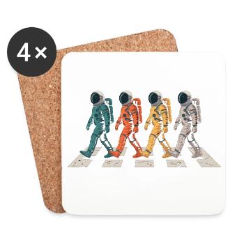 Space Travel T-Shirt with Astronauts Parade - Coasters (set of 4) - white - Front