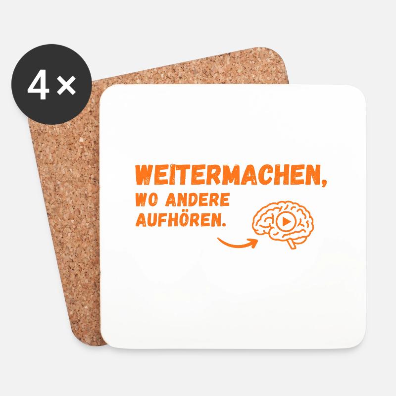 Weitermachen Spruch Gehirn-Icon - Untersetzer (4er-Set) - Weiß