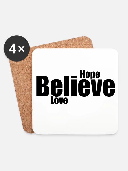 Glauben Liebe und Hoffnung Typo-Design - Untersetzer (4er-Set) - Weiß
