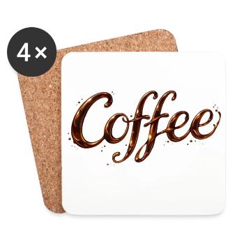 Lettrage de café Illustration de café - Dessous de verre (lot de 4) - blanc - Devant