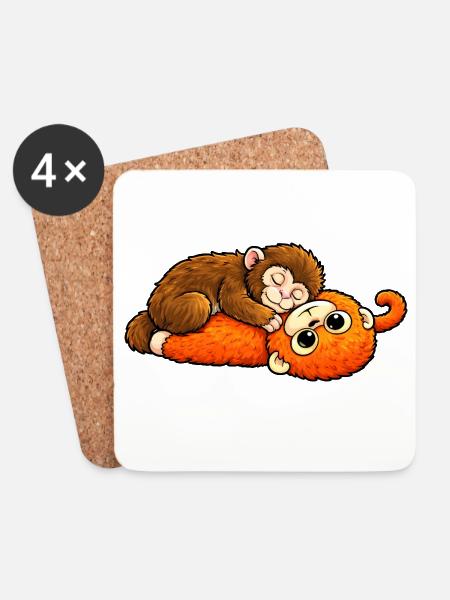 Monkey Punch Baby - Untersetzer (4er-Set) - Weiß