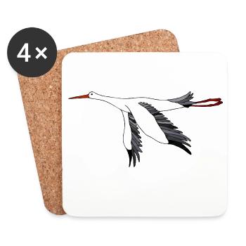 Cigogne - Dessous de verre (lot de 4) - blanc - Devant