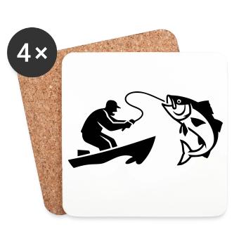 Angler Boat Fish Silhouette - Coasters (set of 4) - white - Front