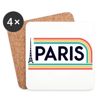 Paris Arc-en-ciel Rétro - Dessous de verre (lot de 4) - blanc - Devant