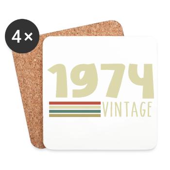 1974-Anniversaire-1974-retro-1974 - Dessous de verre (lot de 4) - blanc - Devant