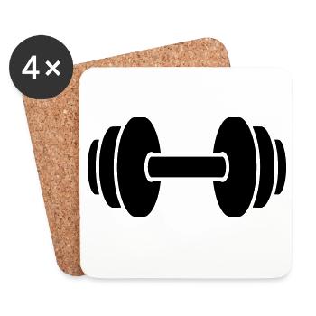 Dumbbell Weightlifting Sport - Coasters (set of 4) - white - Front