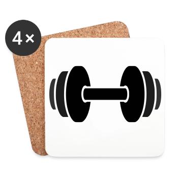Salle de sport avec haltères - Dessous de verre (lot de 4) - blanc - Devant