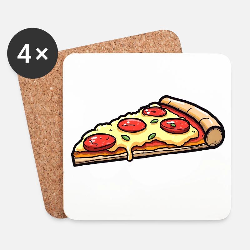 Pizza - Dessous de verre (lot de 4) - blanc