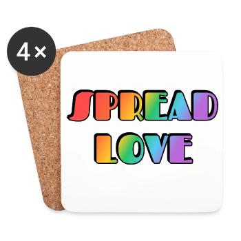 Spread Love Regenbogentypografie - Untersetzer (4er-Set) - Weiß - Vorne