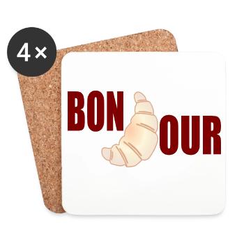 Bonjour Croissants - Dessous de verre (lot de 4) - blanc - Devant