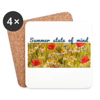 Summer State of Mind Wildflower Meadow Panorama - Dessous de verre (lot de 4) - blanc - Devant
