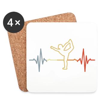 Yoga Heartbeat Look rétro - Dessous de verre (lot de 4) - blanc - Devant