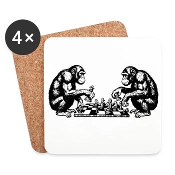 Monkeys play chess T-Shirt - Coasters (set of 4) - white - Front
