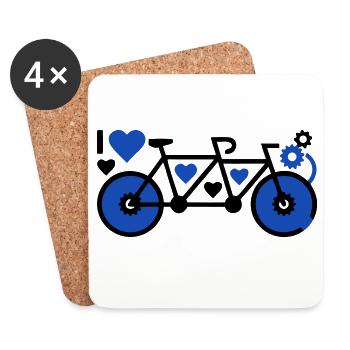 Romantisches Tandem Herzen Liebe - Untersetzer (4er-Set) - Weiß - Vorne