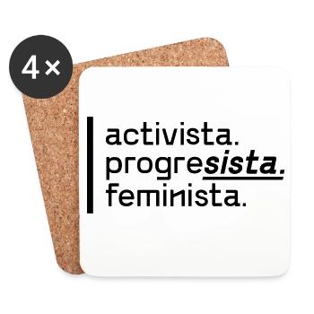 activista.progrèsiste.féminista. - Dessous de verre (lot de 4) - blanc - Devant