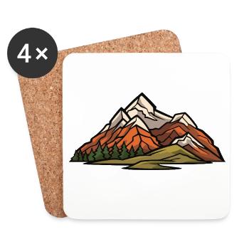 Mountains Landscape - Coasters (set of 4) - white - Front