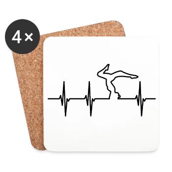 Ligne de Pouls de la posture de yoga - Dessous de verre (lot de 4) - blanc - Devant