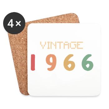 Vintage Aquarell 60 Jahre Sechziger Party 1966 - Untersetzer (4er-Set) - Weiß - Vorne