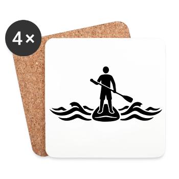Stand Up Paddling SUP Board Wassersport See - Untersetzer (4er-Set) - Weiß - Vorne
