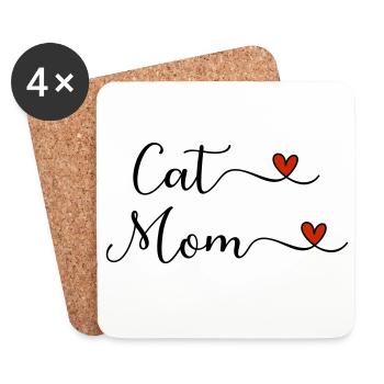 Katzenmama - Untersetzer (4er-Set) - Weiß - Vorne