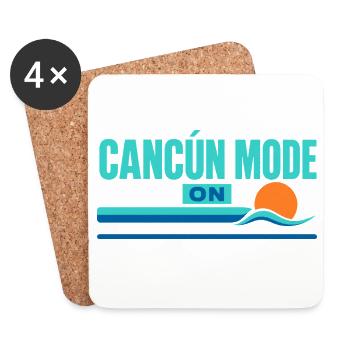 Cadeaux de vacances à la plage, Mode Cancún activé, Voyage au Mexique - Dessous de verre (lot de 4) - blanc - Devant