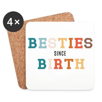 Besties seit Geburt - Untersetzer (4er-Set) - Weiß - Vorne