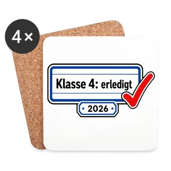 Klasse 4 erledigt 2026 Grundschule Abschluss Check - Untersetzer (4er-Set) - Weiß - Vorne