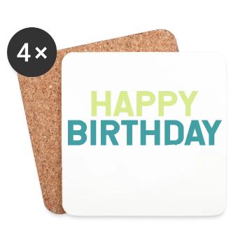 Anniversaire Anniversaire en disant joyeux anniversaire - Dessous de verre (lot de 4) - blanc - Devant