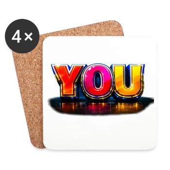 Typographie des arcs-en-ciel 3D YOU - Dessous de verre (lot de 4) - blanc - Devant