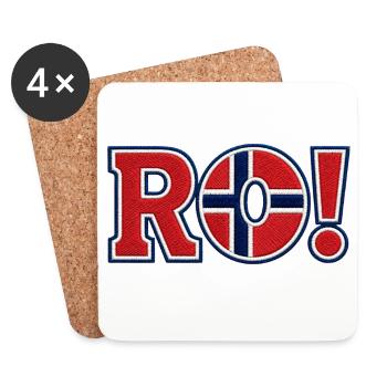 RO ! Design de support brodé en Norvège - Dessous de verre (lot de 4) - blanc - Devant