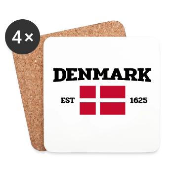 Denmark - Dänemark - Est 1625 - Flagge - Flag - Untersetzer (4er-Set) - Weiß - Vorne