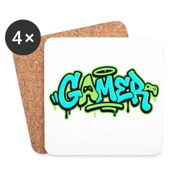 Gamer Graffiti Logo - Untersetzer (4er-Set) - Weiß - Vorne