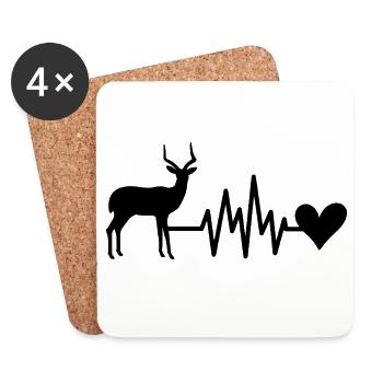 Antilope Herzschlag Herz - Untersetzer (4er-Set) - Weiß - Vorne