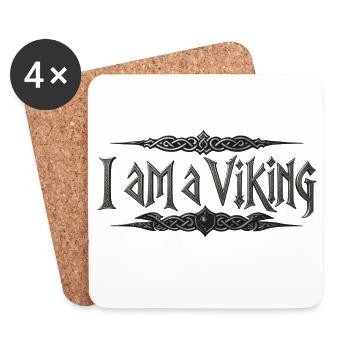 I Am A Viking – Celtic Knot Typography - Coasters (set of 4) - white - Front