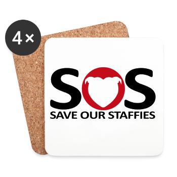 Sos staffies - 131 - Coasters (set of 4) - white - Front