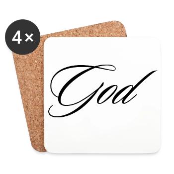 God Cursive Calligraphy Modern Faith Design - Coasters (set of 4) - white - Front