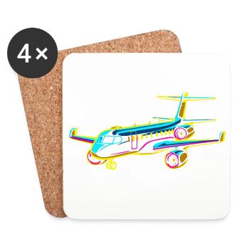 Style de bande dessinée d’avion - Dessous de verre (lot de 4) - blanc - Devant